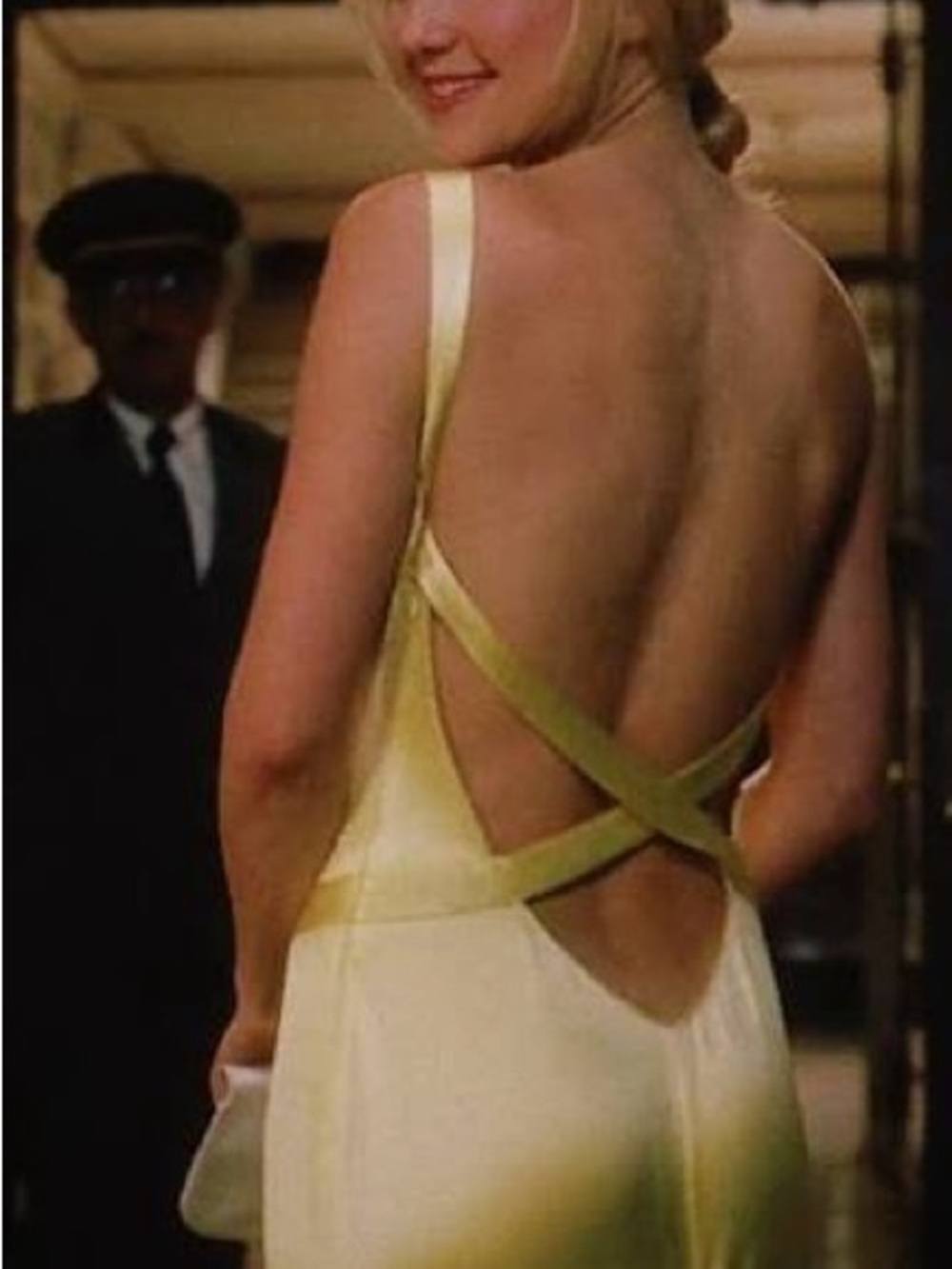 Meshki Pale Yellow Backless Satin Slip Dress